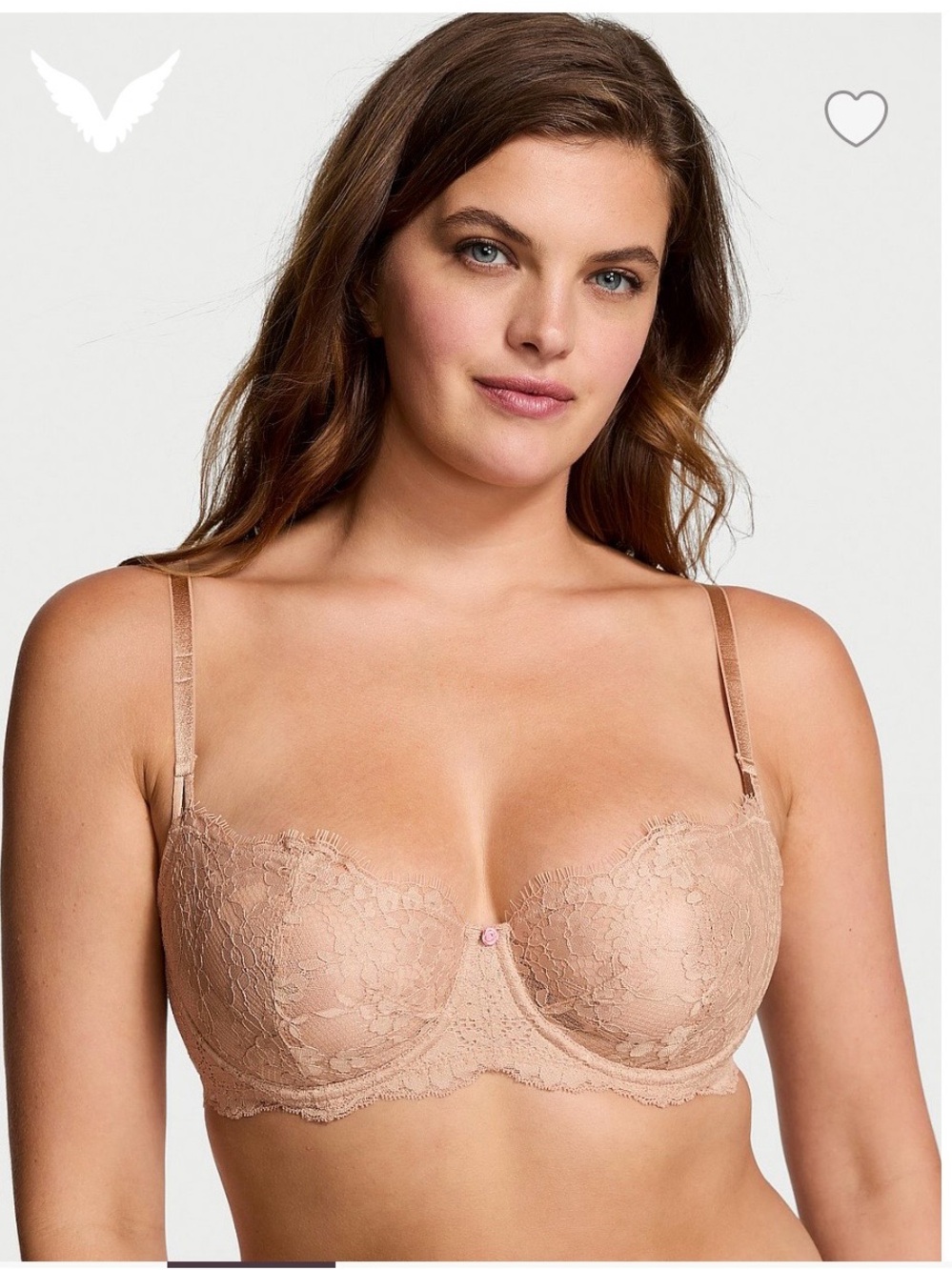 Victoria’s Secret Lace Underwire Balconette Bra 40 DDD — Nude